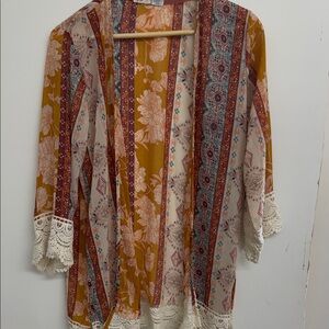 Jolt Multicolor Floral Open-Front Kimono